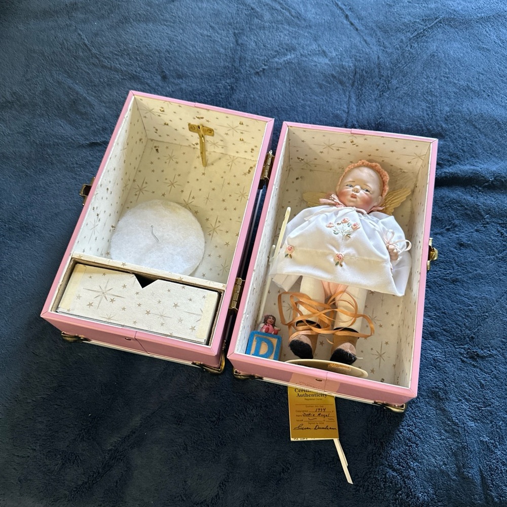 Pink & White Trunk Case with Brass Hardware